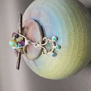 Delicately feminine blue fire opal necklace (w/chain!)